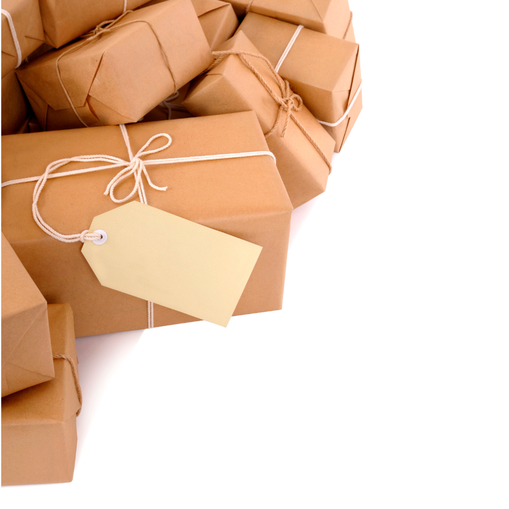 Kraft paper products in a box
