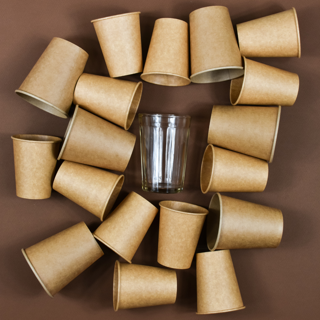 Kraft paper products in a box